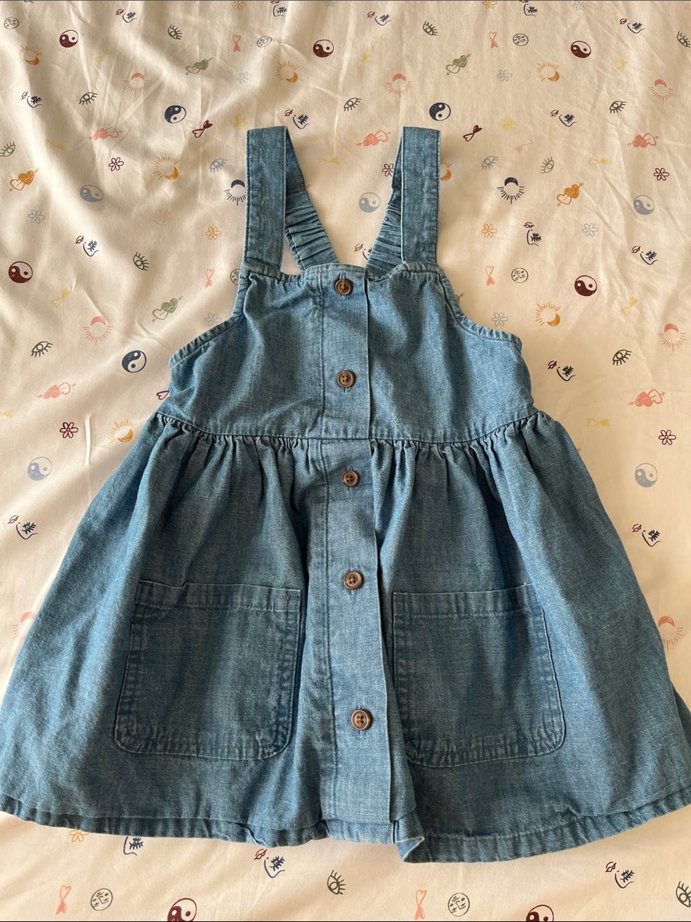 Cat & Jack Blue Denim Button-Front Pinafore Skirt, 3T